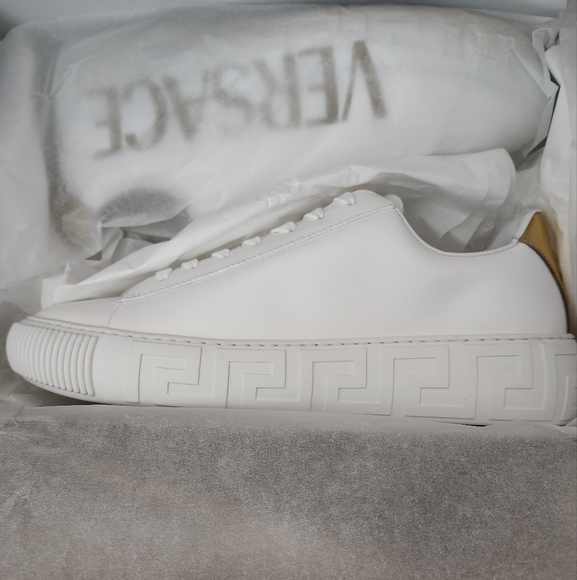 Versace La Greca Leather Sneakers - Picture 1 of 6